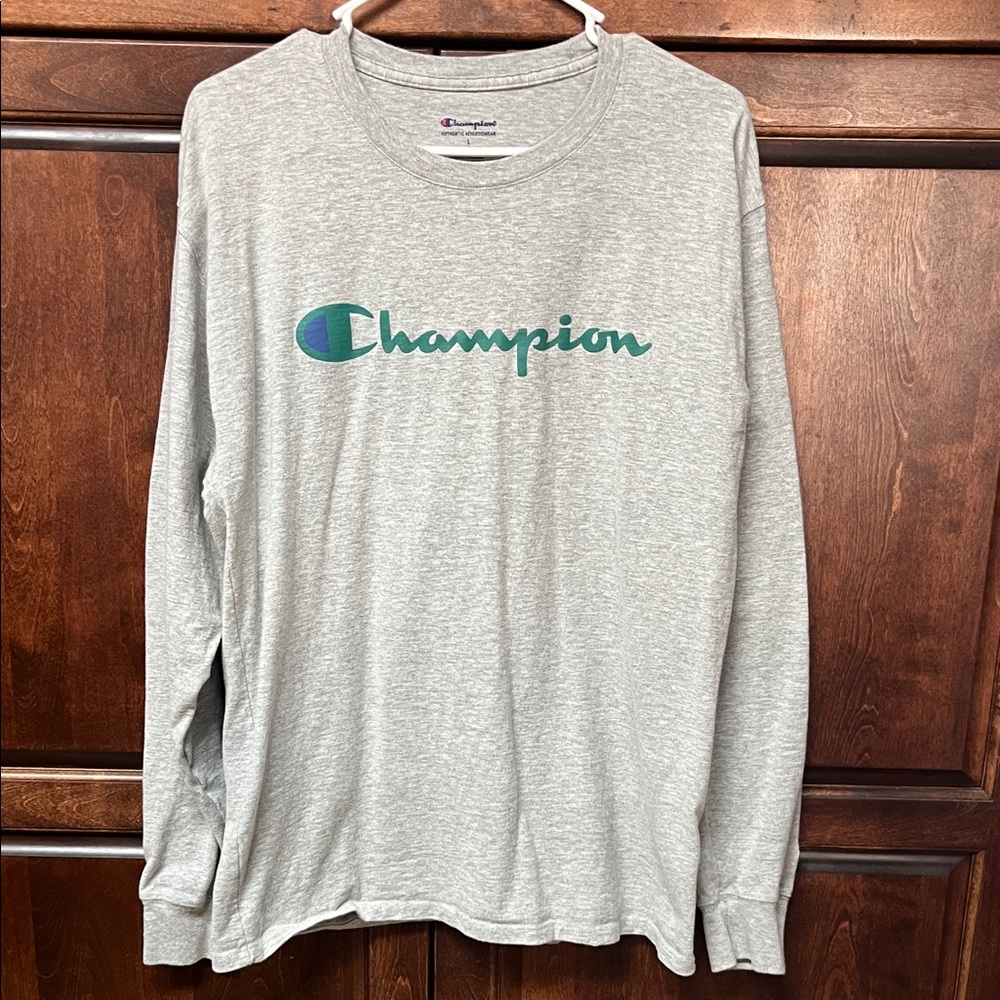 Champion Men's Heather Gray Long Sleeve Tee